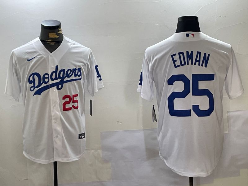 Men Los Angeles Dodgers #25 Edman White Game 2024 Nike MLB Jersey style 11204
